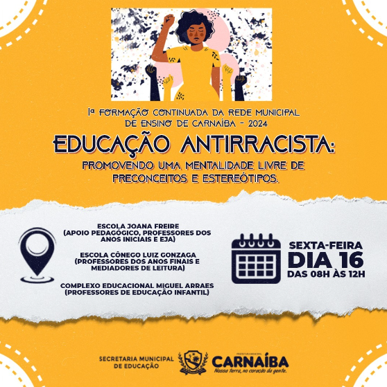 Carnaíba promove formação sobre Educação Antirracista para professores da rede municipal